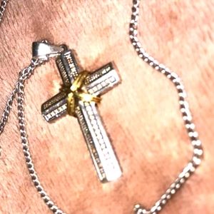 Authentic diamond cross chain & case.